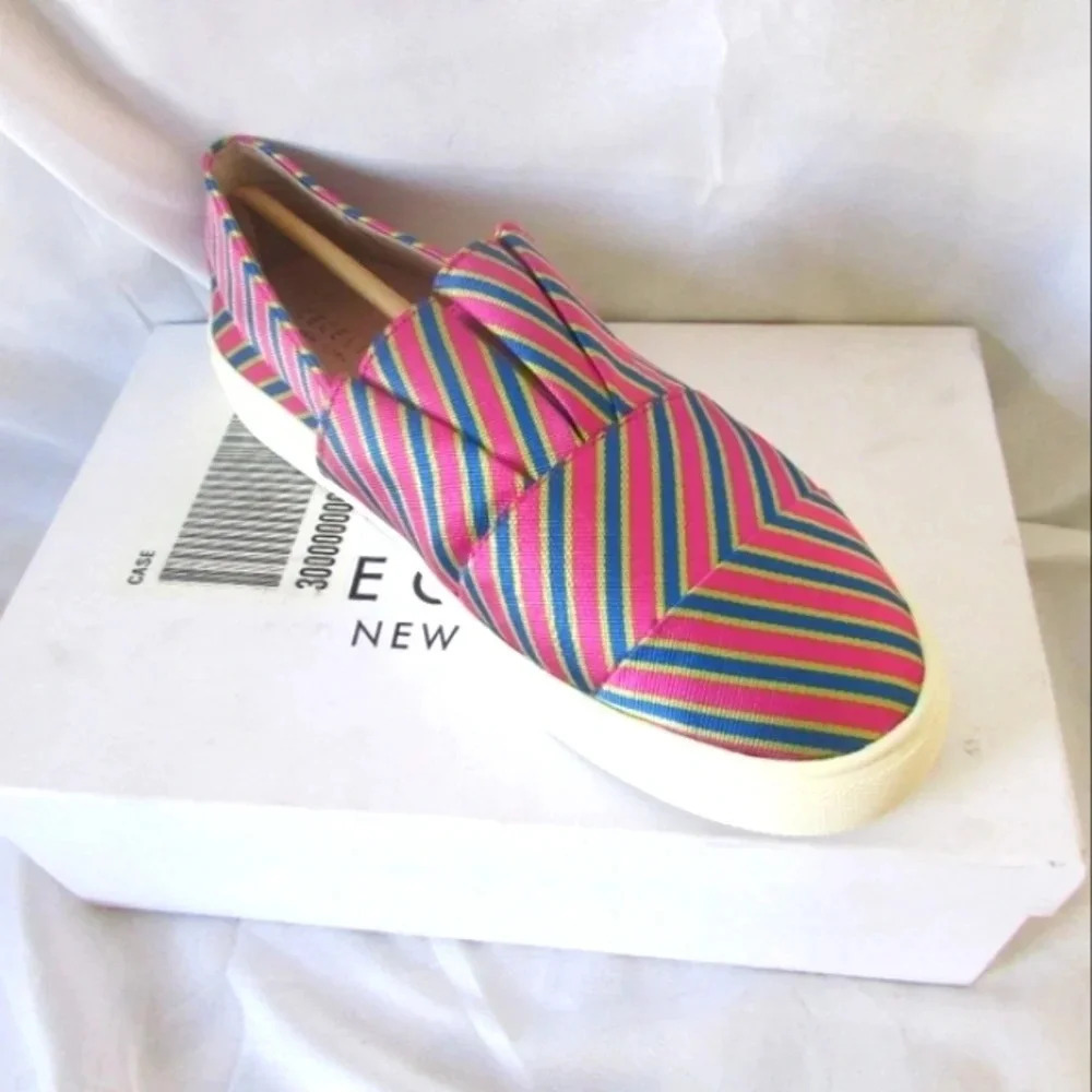 Cecelia New York Rooney Slip On Loafer Shoes Pink Blue-NIB Size 8.5M
